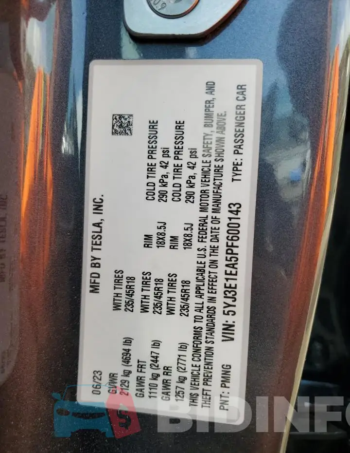 5YJ3E1EA5PF600143 Photo# 13