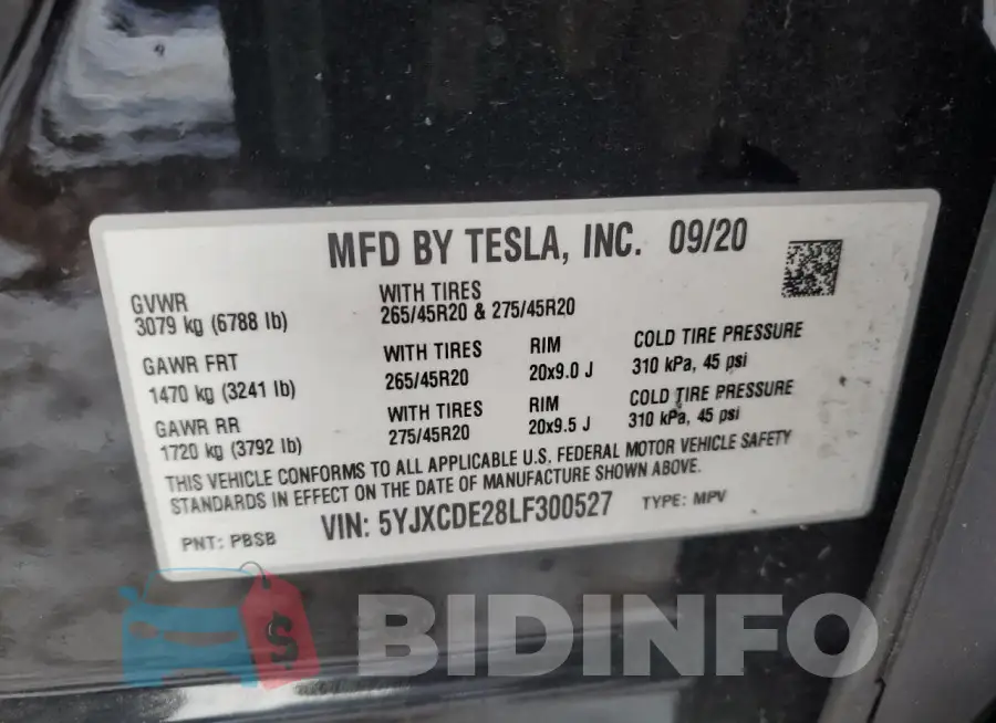 5YJXCDE28LF300527 Photo# 12