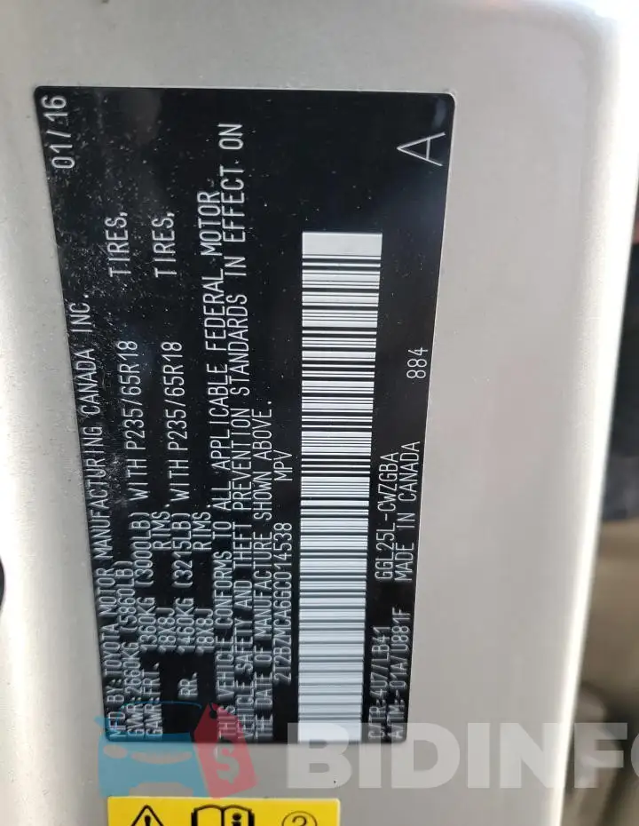 2T2BZMCA6GC014538 Photo# 13