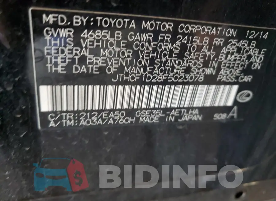 JTHCF1D28F5023078 Photo# 13