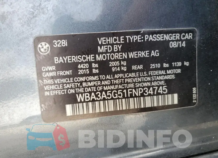 WBA3A5G51FNP34745 Photo# 12
