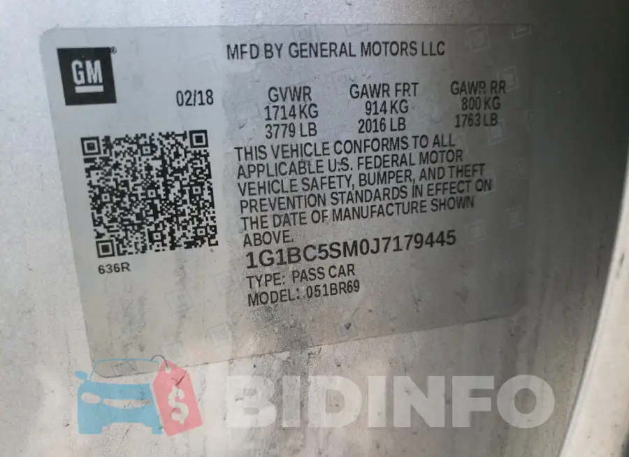1G1BC5SM0J7179445 Photo# 12