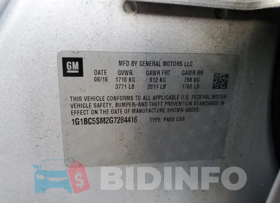 1G1BC5SM2G7284416 Photo# 12