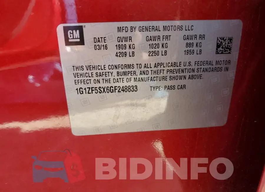 1G1ZF5SX6GF248833 Photo# 12