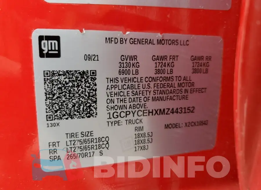 1GCPYCEHXMZ443152 Photo# 12