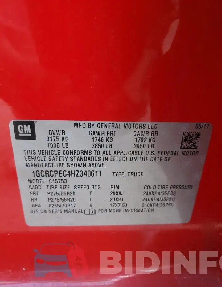 1GCRCPEC4HZ340611 Photo# 12