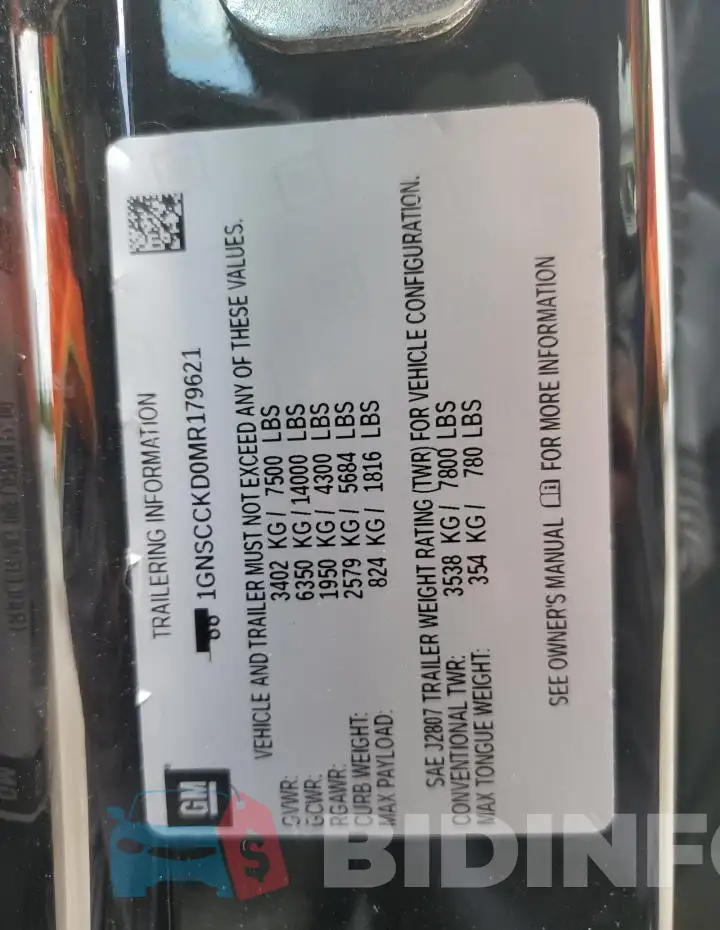 1GNSCCKD0MR179621 Photo# 13