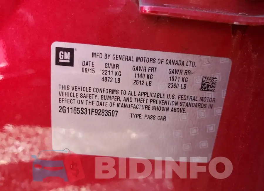 2G1165S31F9283507 Photo# 12