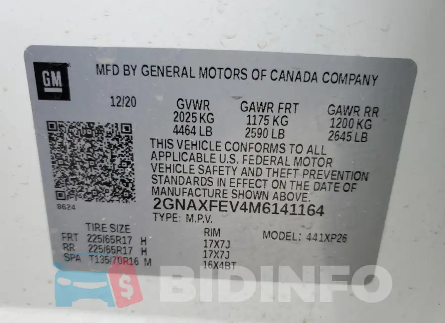 2GNAXFEV4M6141164 Photo# 12