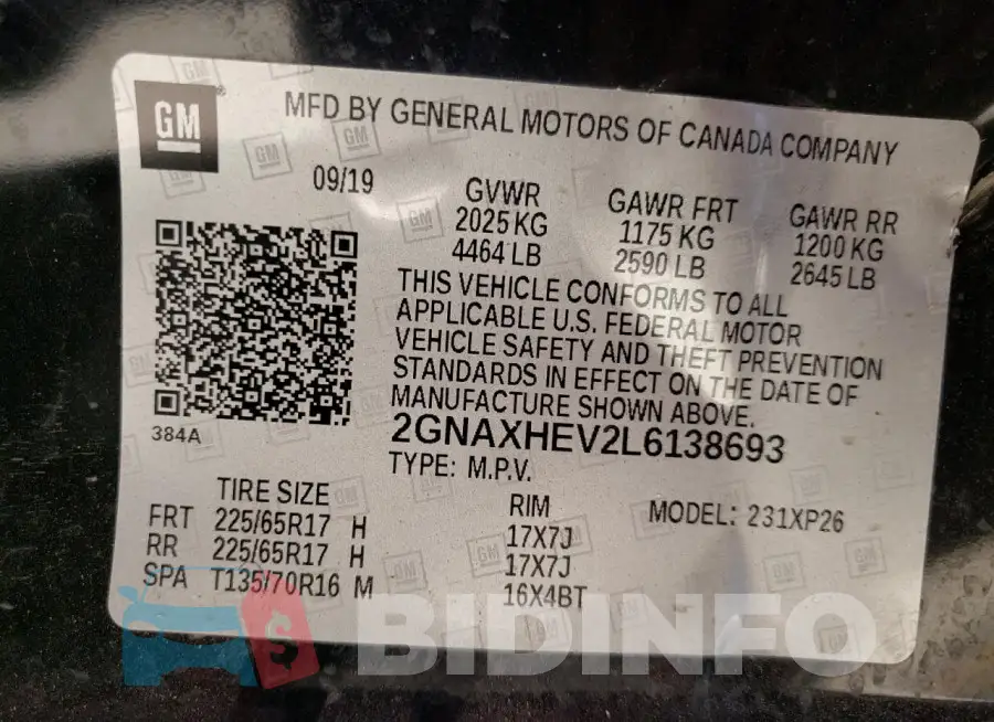 2GNAXHEV2L6138693 Photo# 14