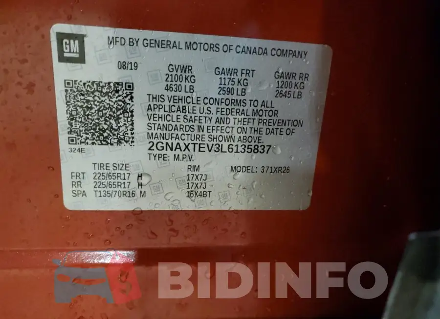 2GNAXTEV3L6135837 Photo# 13