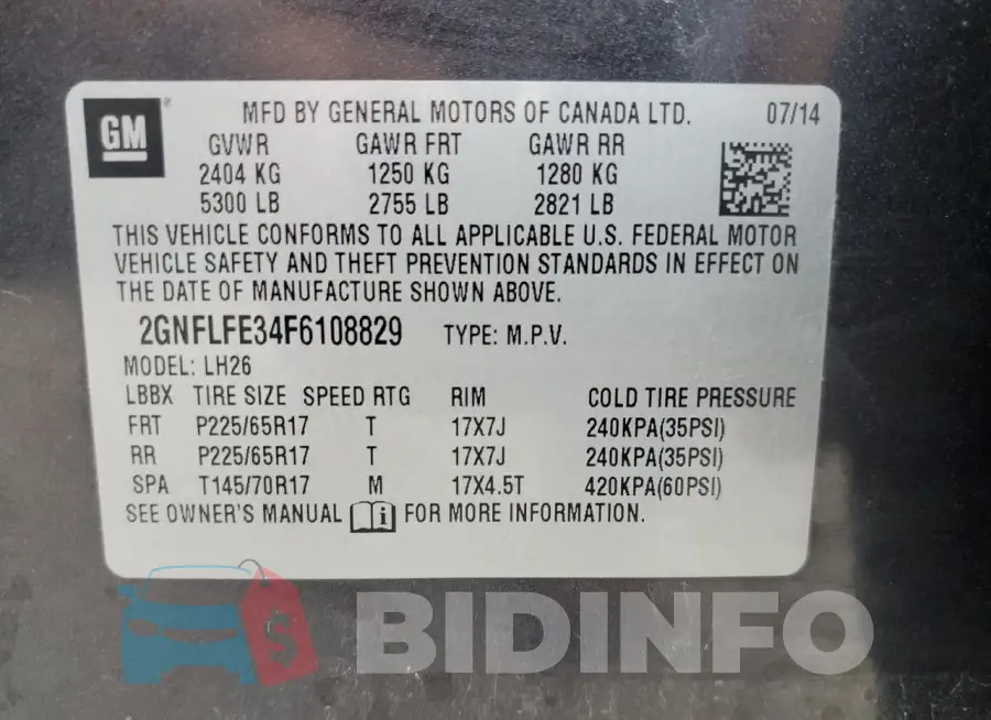 2GNFLFE34F6108829 Photo# 13
