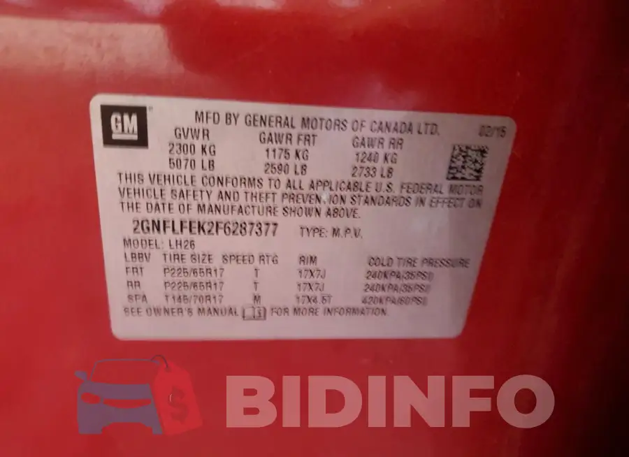 2GNFLFEK2F6287377 Photo# 13