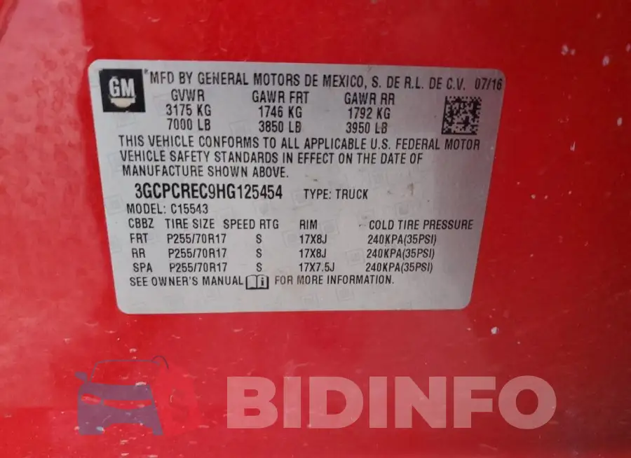3GCPCREC9HG125454 Photo# 12