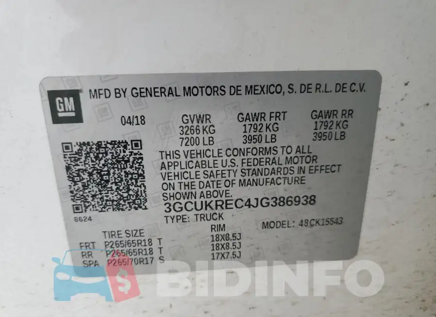 3GCUKREC4JG386938 Photo# 13