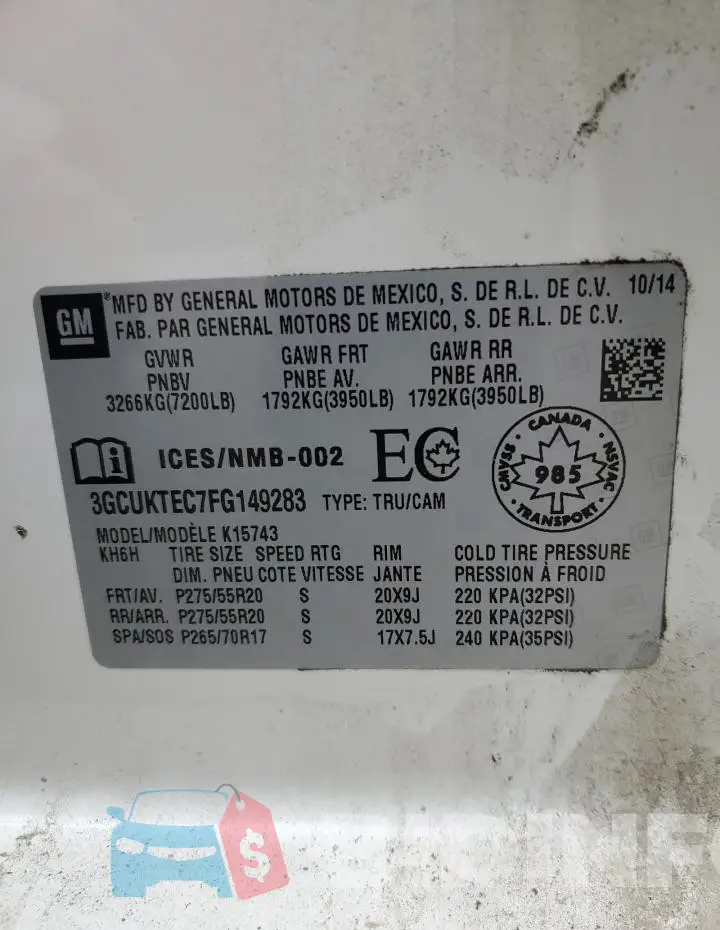 3GCUKTEC7FG149283 Photo# 12