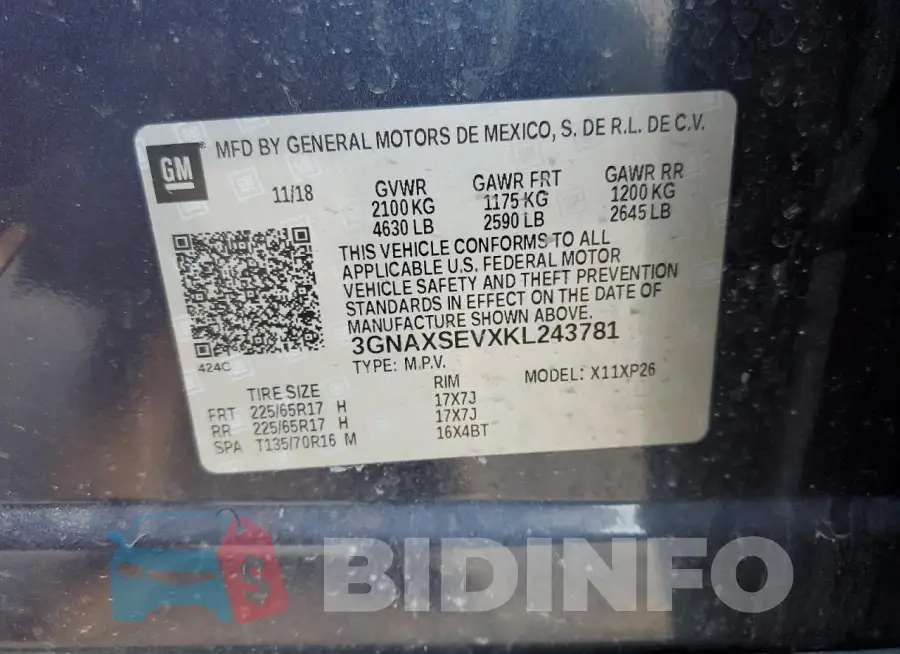 3GNAXSEVXKL243781 Photo# 12