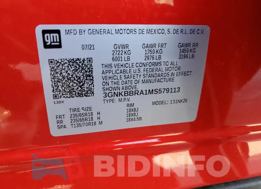 3GNKBBRA1MS579113 Photo# 14