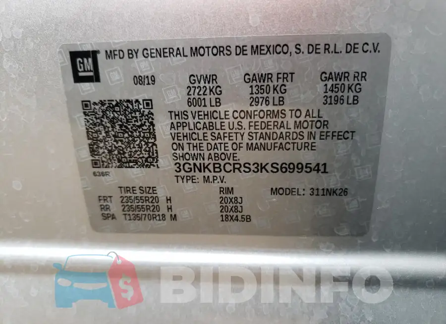 3GNKBCRS3KS699541 Photo# 13