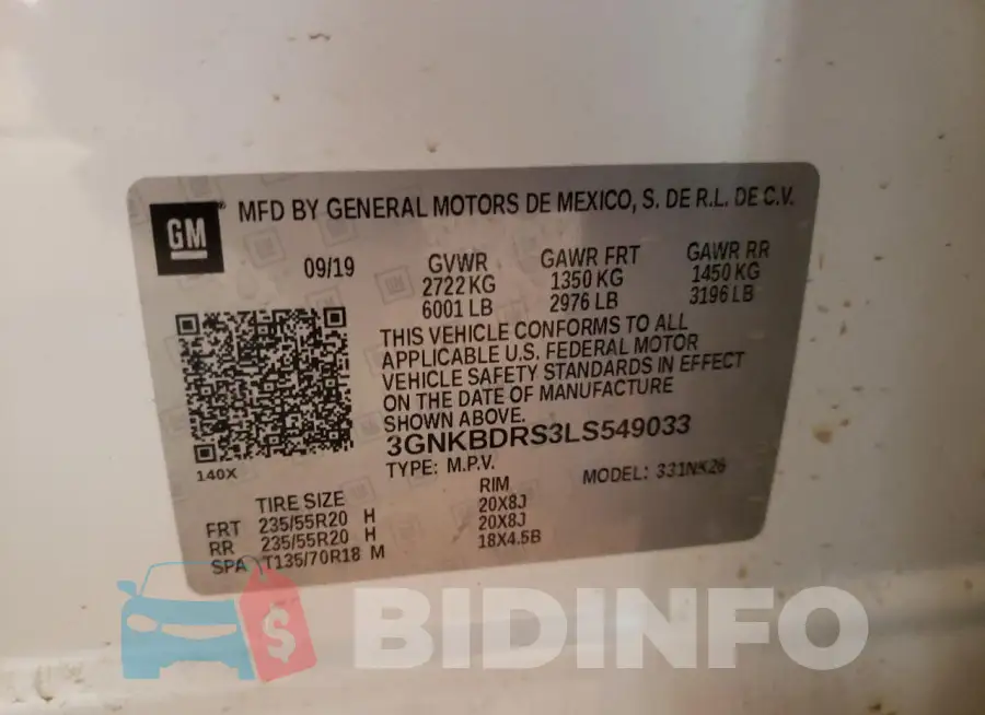 3GNKBDRS3LS549033 Photo# 14