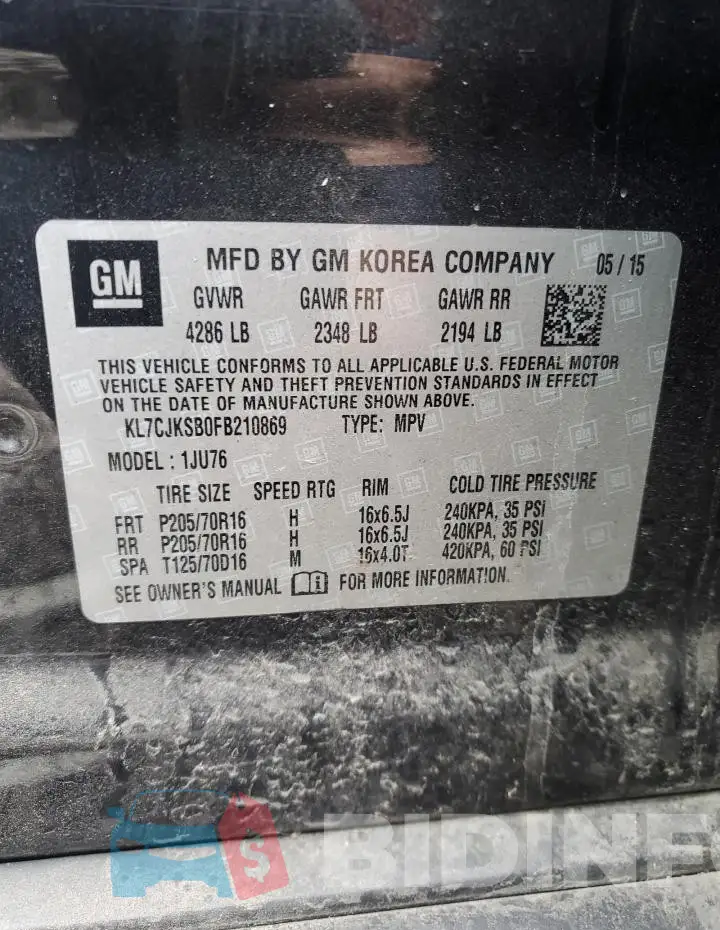 KL7CJKSB0FB210869 Photo# 13