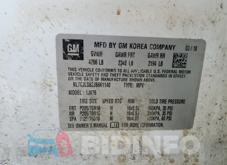 KL7CJLSB2JB661140 Photo# 12