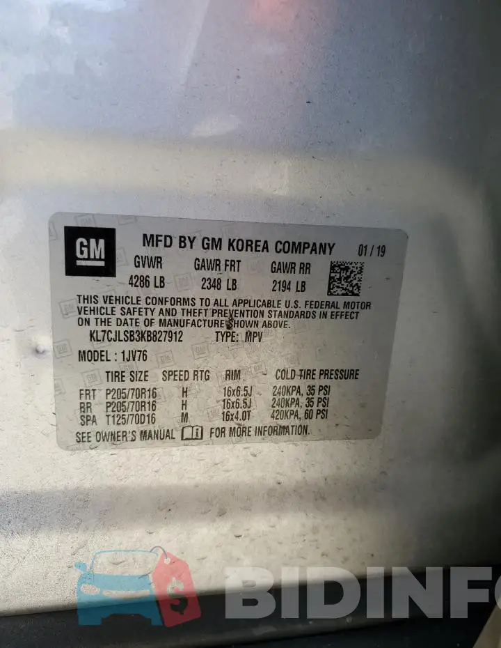 KL7CJLSB3KB827912 Photo# 13