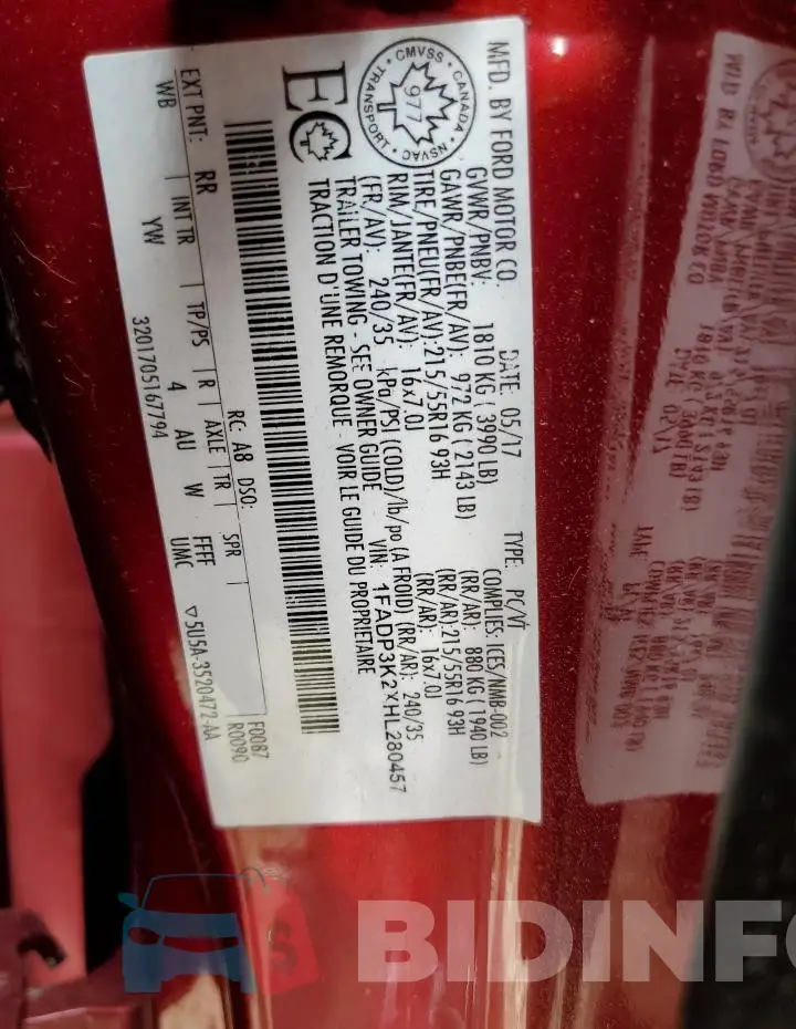 1FADP3K2XHL280457 Photo# 12