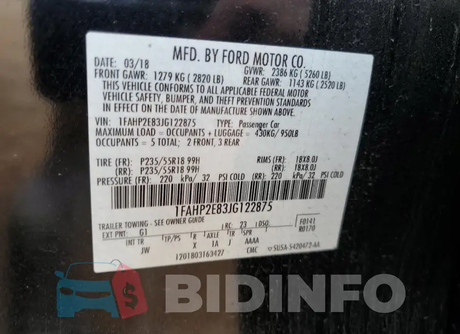 1FAHP2E83JG122875 Photo# 13