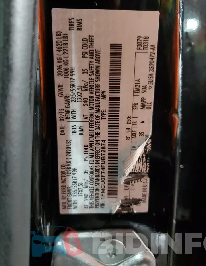1FMCU0F74FUB72874 Photo# 12