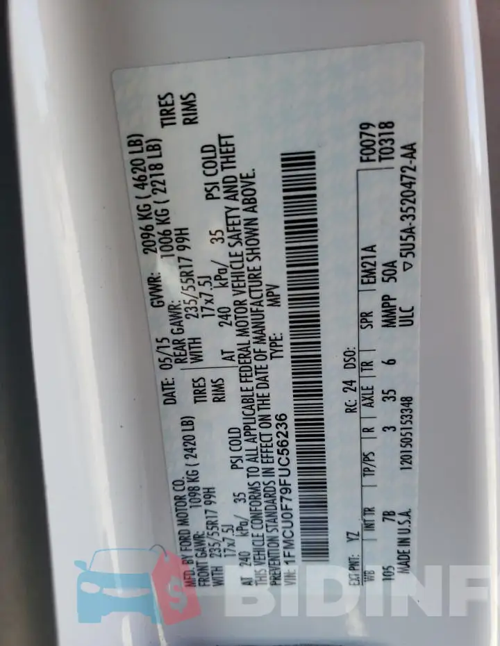1FMCU0F79FUC56236 Photo# 12