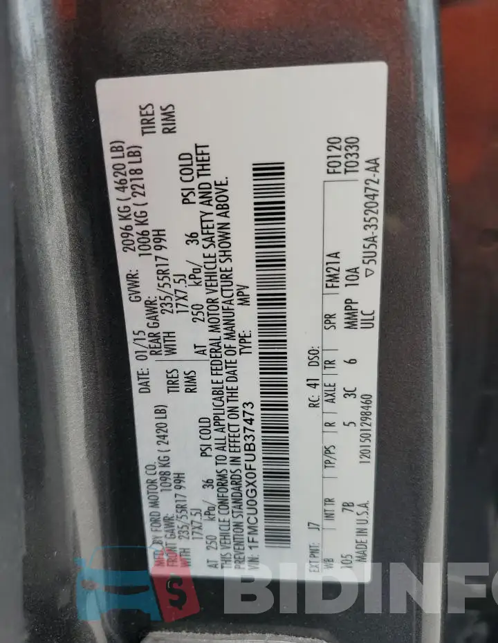 1FMCU0GX0FUB37473 Photo# 13