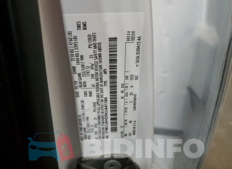 1FMCU9HD5KUA81386 Photo# 12