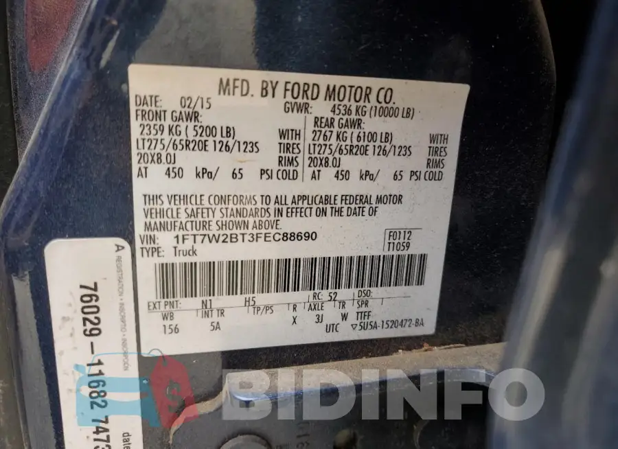 1FT7W2BT3FEC88690 Photo# 12