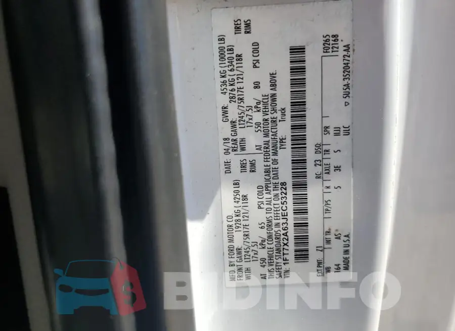 1FT7X2A63JEC53228 Photo# 12