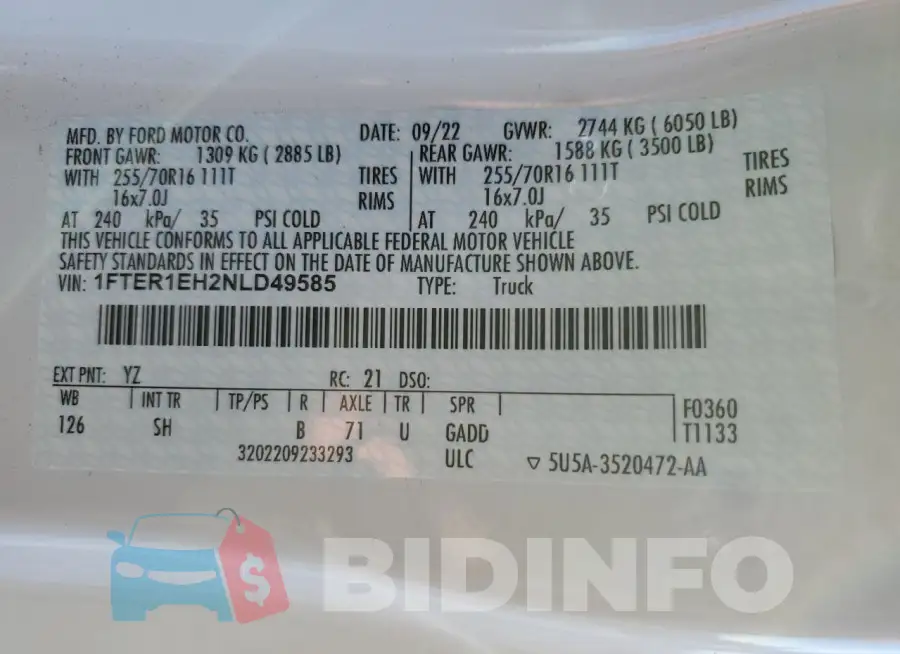 1FTER1EH2NLD49585 Photo# 12