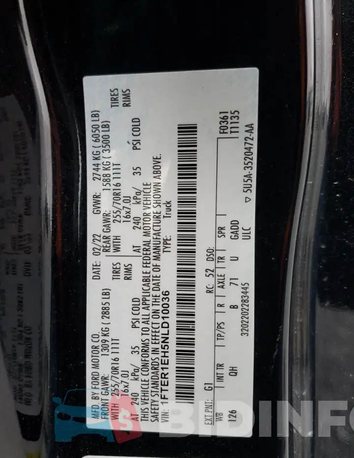 1FTER1EH5NLD10036 Photo# 12