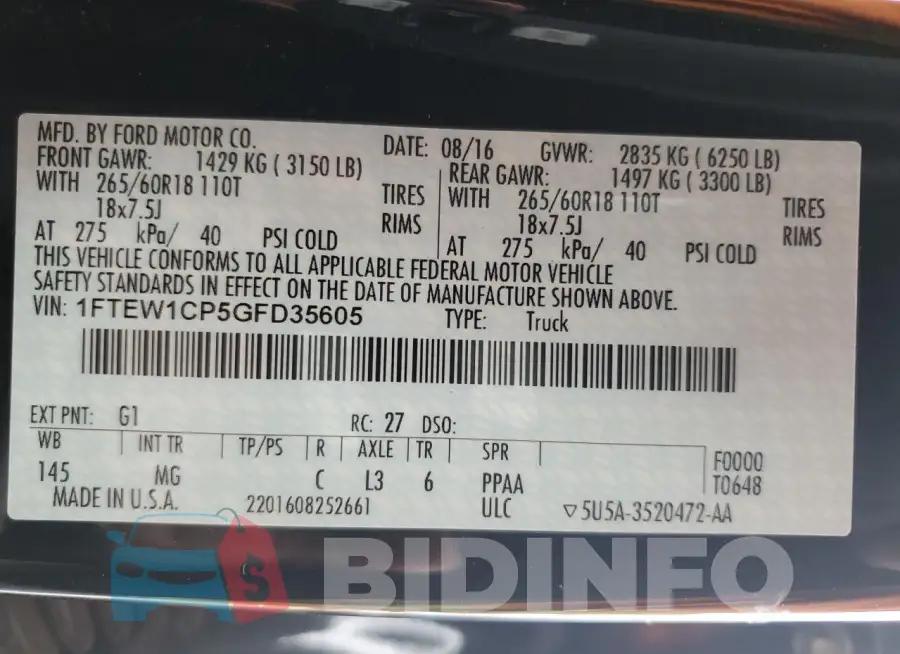 1FTEW1CP5GFD35605 Photo# 12