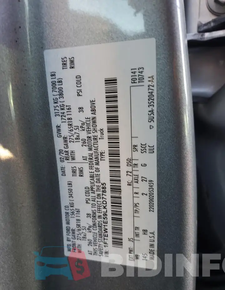 1FTEW1E59LKD77885 Photo# 12