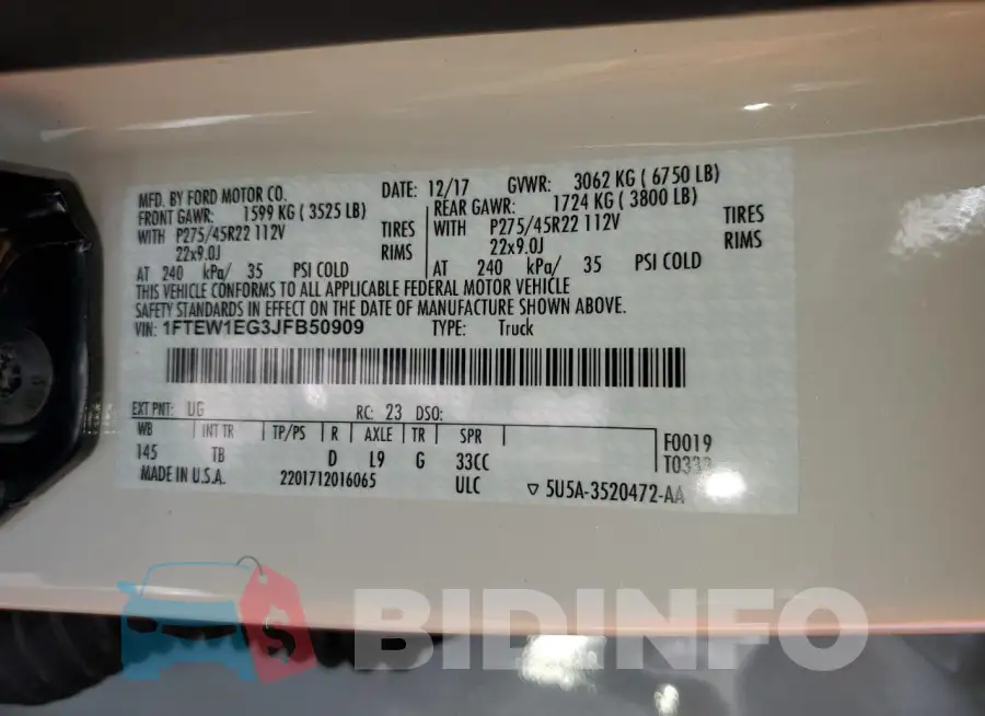 1FTEW1EG3JFB50909 Photo# 12