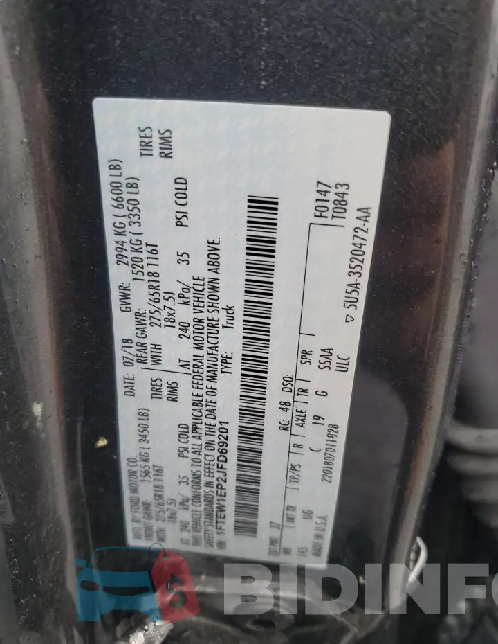 1FTEW1EP2JFD69201 Photo# 12