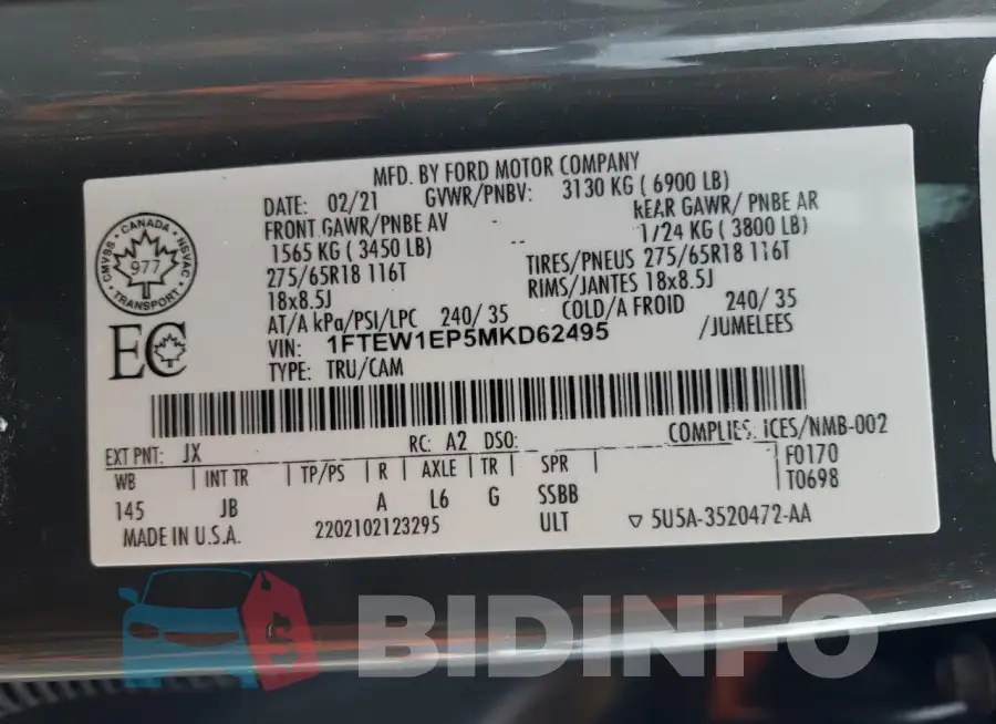 1FTEW1EP5MKD62495 Photo# 12