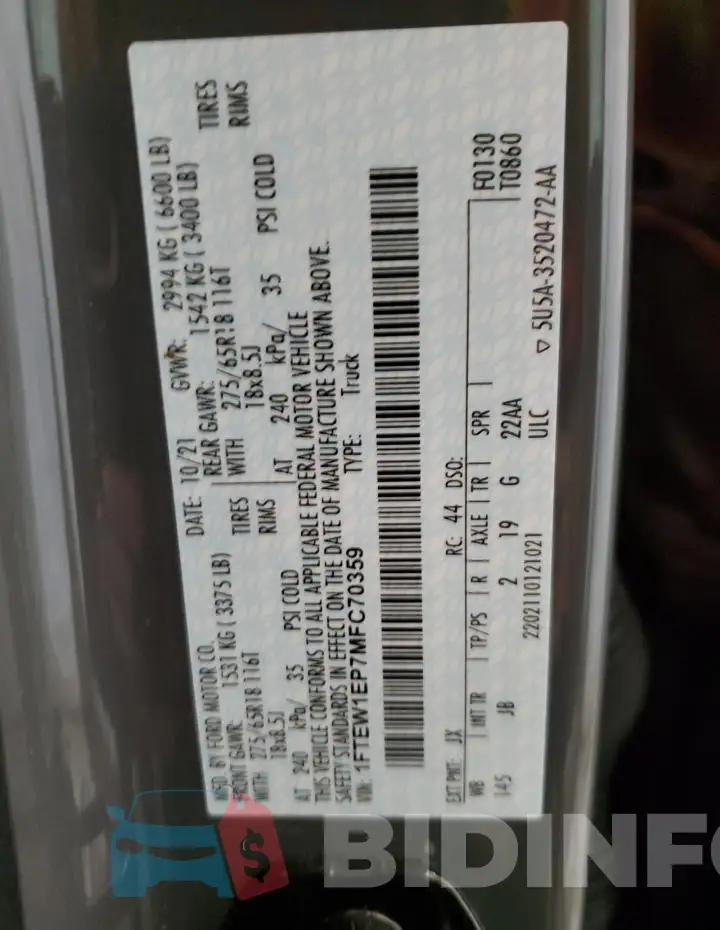 1FTEW1EP7MFC70359 Photo# 13