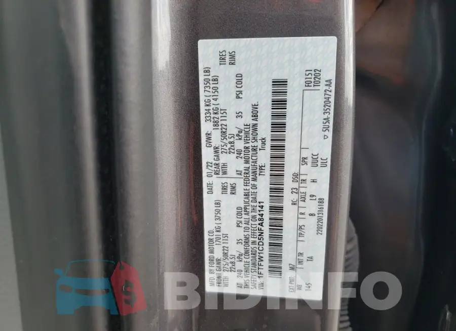 1FTFW1CD5NFA84141 Photo# 12