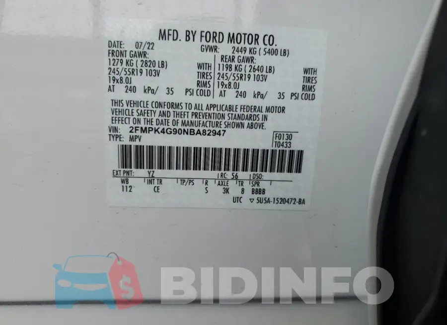 2FMPK4G90NBA82947 Photo# 12