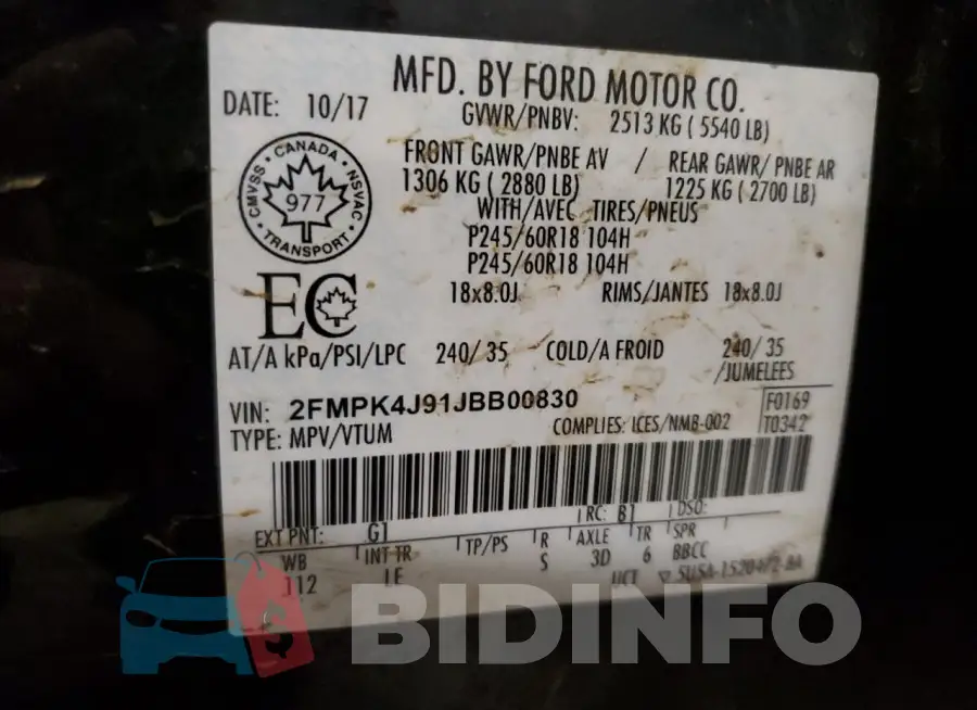 2FMPK4J91JBB00830 Photo# 13