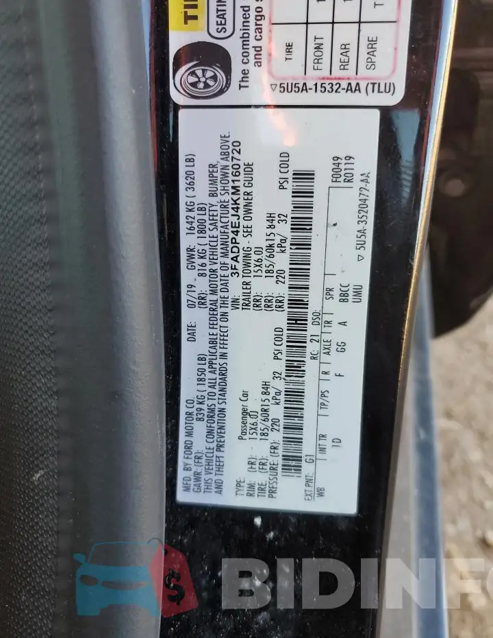 3FADP4EJ4KM160720 Photo# 13