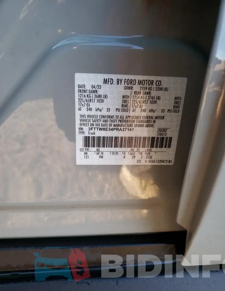 3FTTW8E34PRA37141 Photo# 13