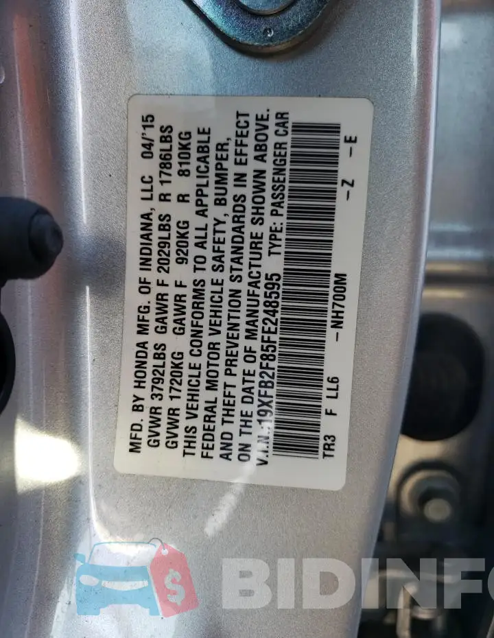 19XFB2F85FE248595 Photo# 13