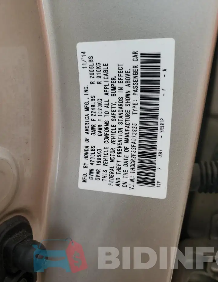 1HGCR2F32FA073925 Photo# 12